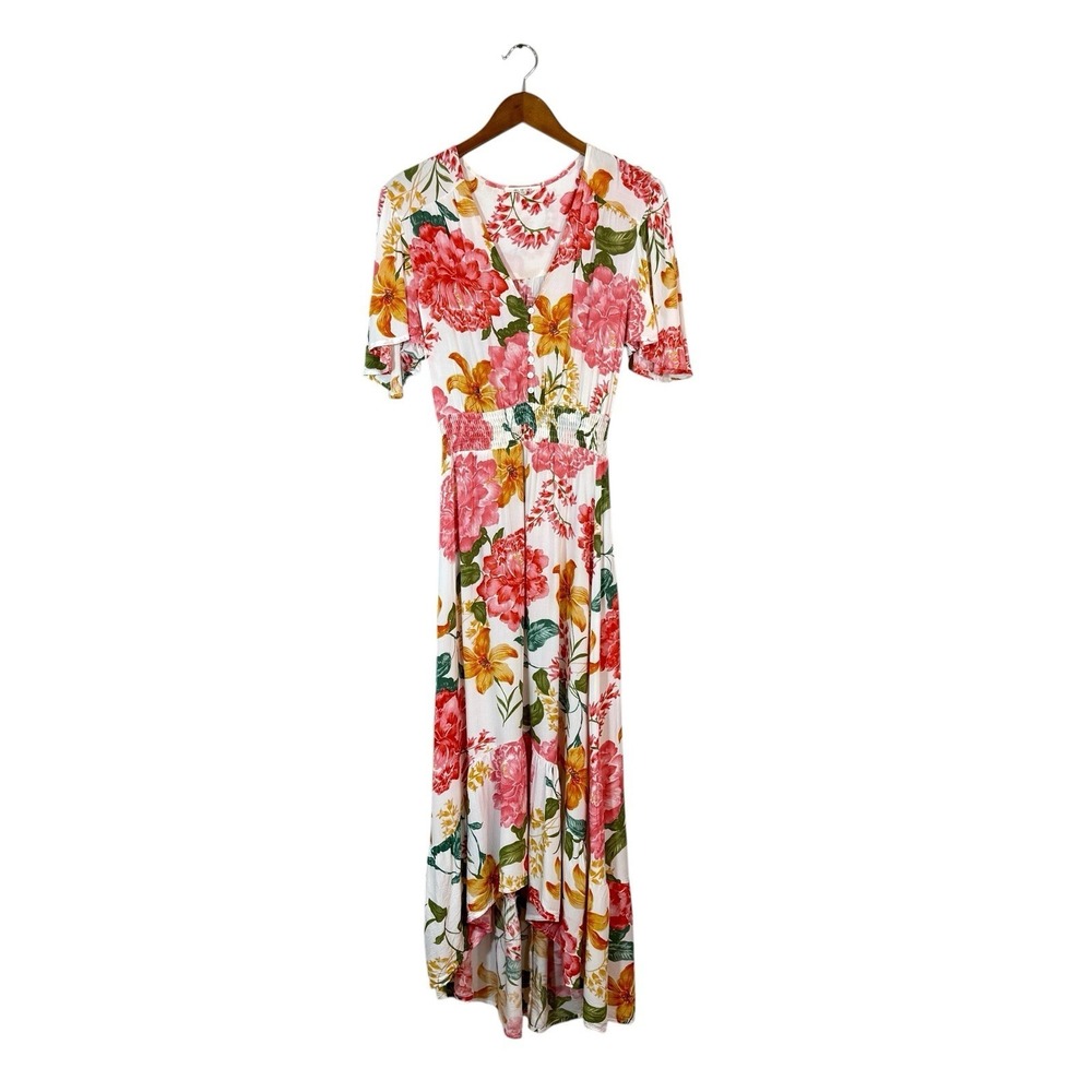 ABEL THE LABEL High Low Maxi Dress Osaka Garden Party‎ Womans XS Boho Feminine